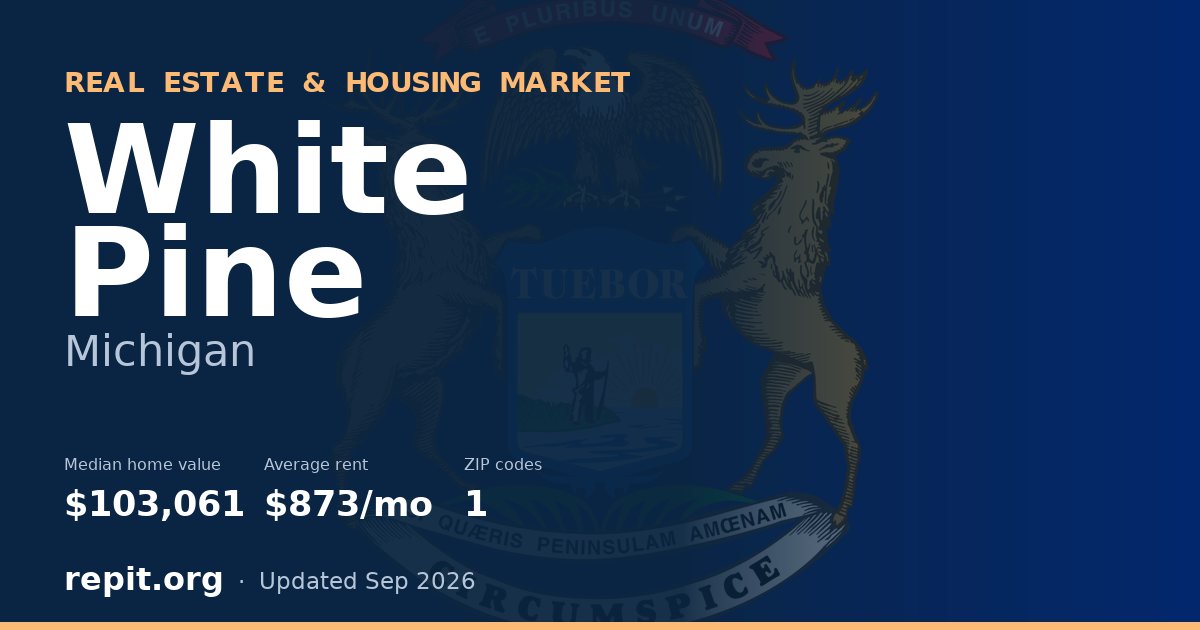 White Pine, MI real estate and housing market — median home value $103,061, average rent $873/mo, 1 ZIP code