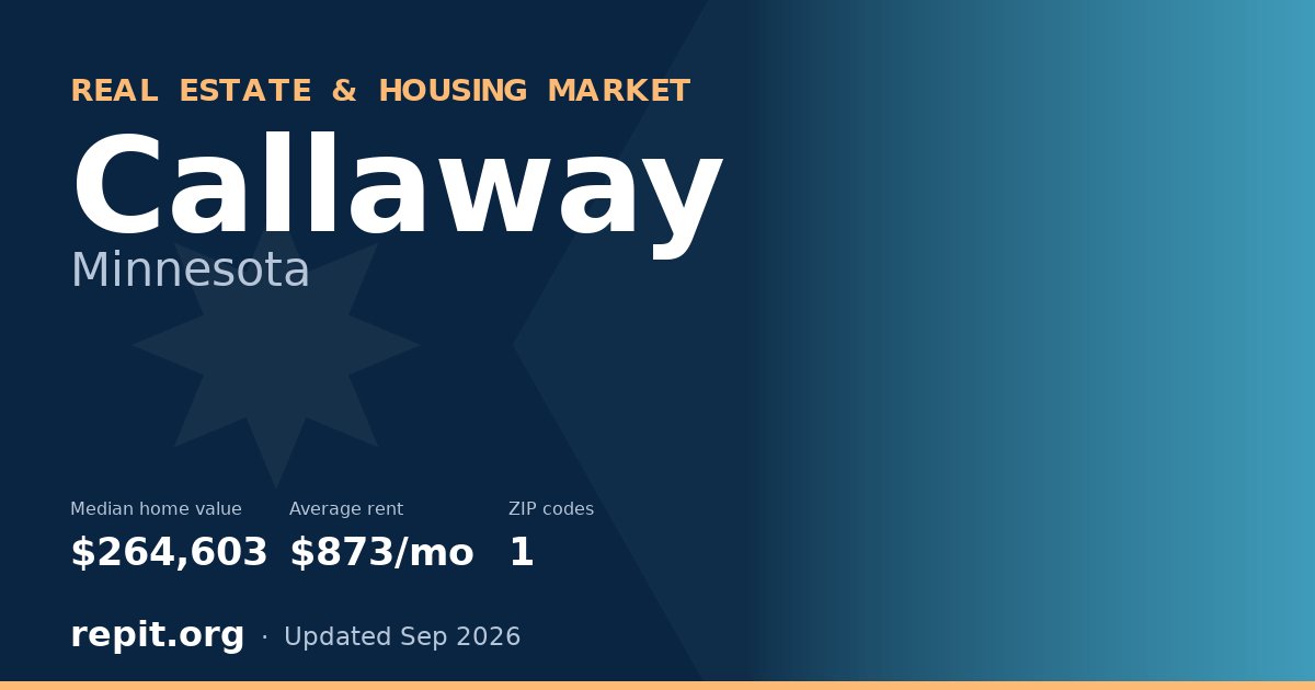 Callaway, MN real estate and housing market — median home value $264,603, average rent $873/mo, 1 ZIP code