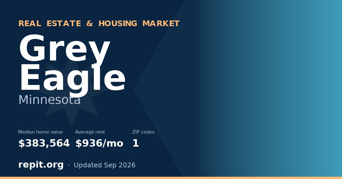 Grey Eagle, MN real estate and housing market — median home value $383,564, average rent $936/mo, 1 ZIP code