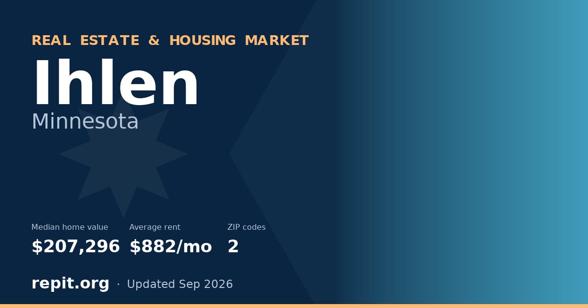 Ihlen, MN real estate and housing market — median home value $207,296, average rent $882/mo, 2 ZIP codes