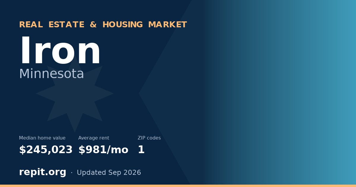 Iron, MN real estate and housing market — median home value $245,023, average rent $981/mo, 1 ZIP code