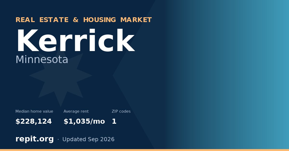 Kerrick, MN real estate and housing market — median home value $228,124, average rent $1,035/mo, 1 ZIP code