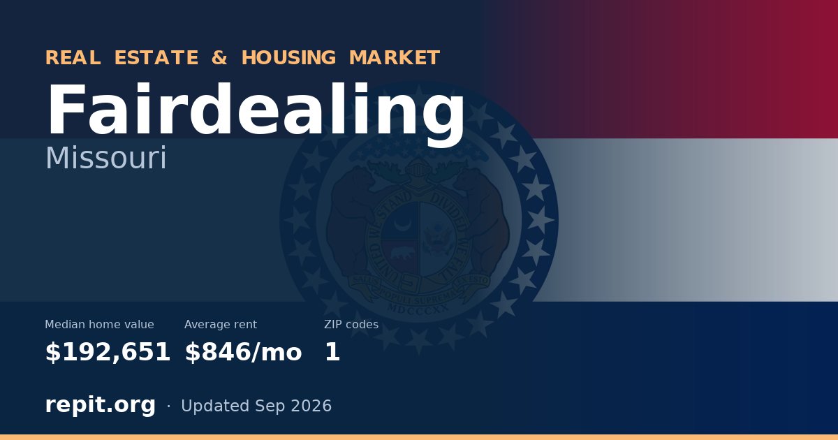 Fairdealing, MO real estate and housing market — median home value $192,651, average rent $846/mo, 1 ZIP code