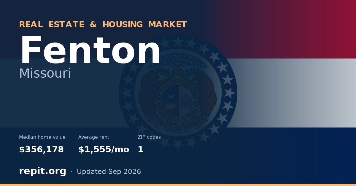 Fenton, MO real estate and housing market — median home value $356,178, average rent $1,555/mo, 1 ZIP code