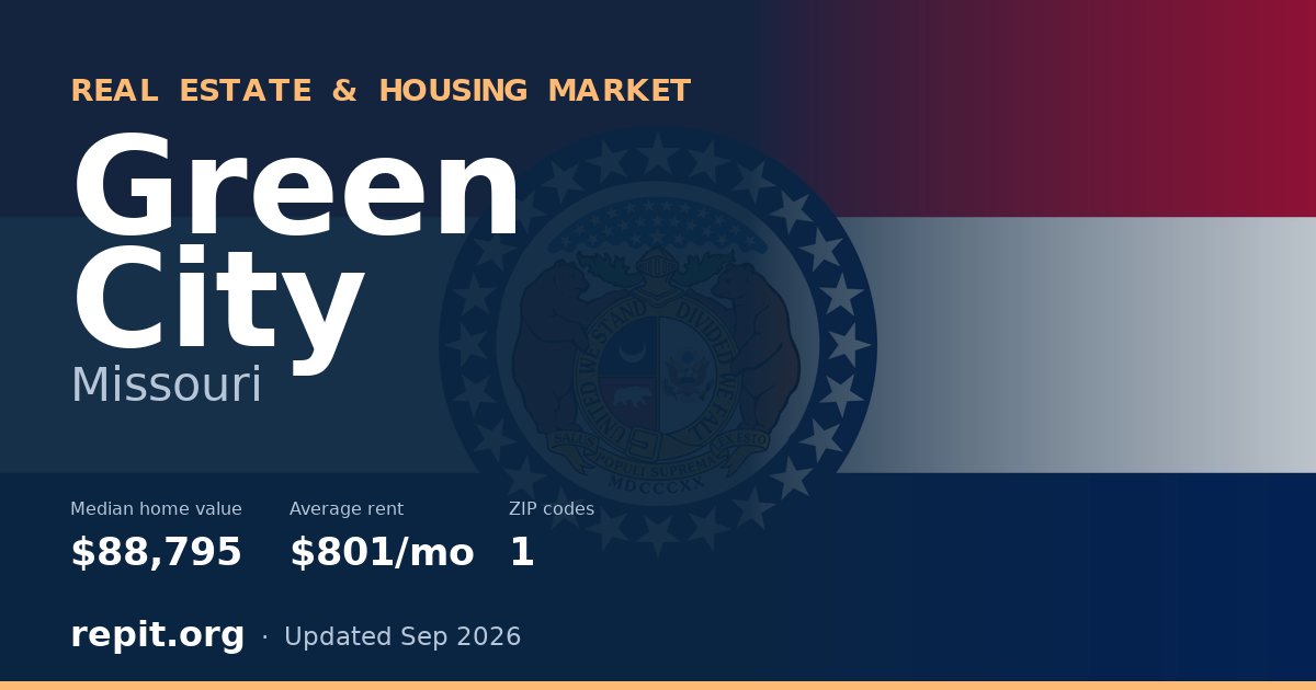 Green City, MO real estate and housing market — median home value $88,795, average rent $801/mo, 1 ZIP code