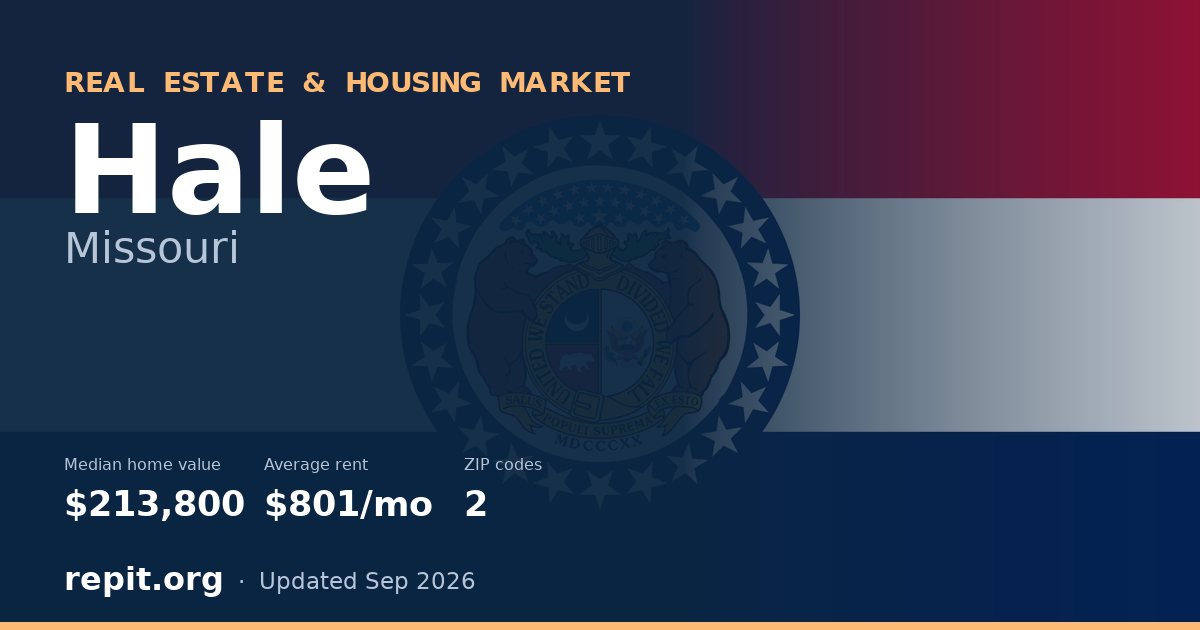Hale, MO real estate and housing market — median home value $213,800, average rent $801/mo, 2 ZIP codes