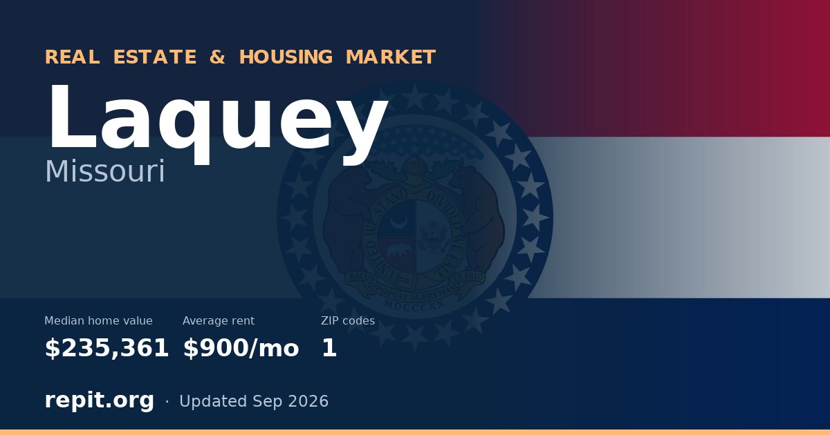 Laquey, MO real estate and housing market — median home value $235,361, average rent $900/mo, 1 ZIP code