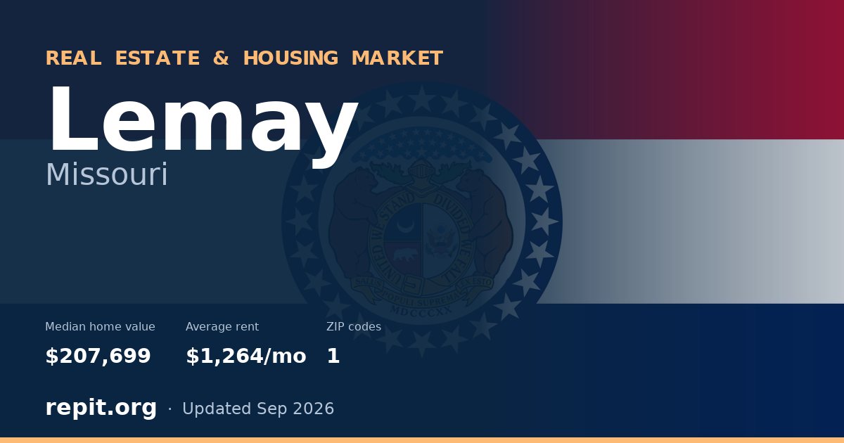 Lemay, MO real estate and housing market — median home value $207,699, average rent $1,264/mo, 1 ZIP code