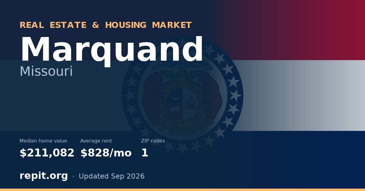 Marquand, MO real estate and housing market — median home value $211,082, average rent $828/mo, 1 ZIP code