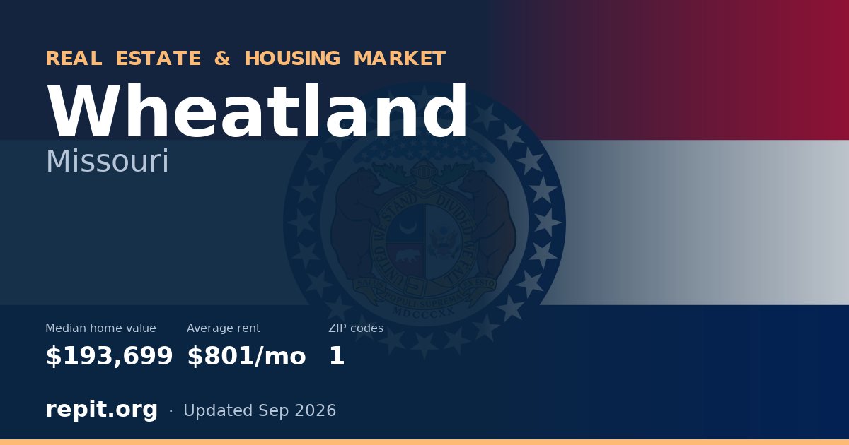 Wheatland, MO real estate and housing market — median home value $193,699, average rent $801/mo, 1 ZIP code