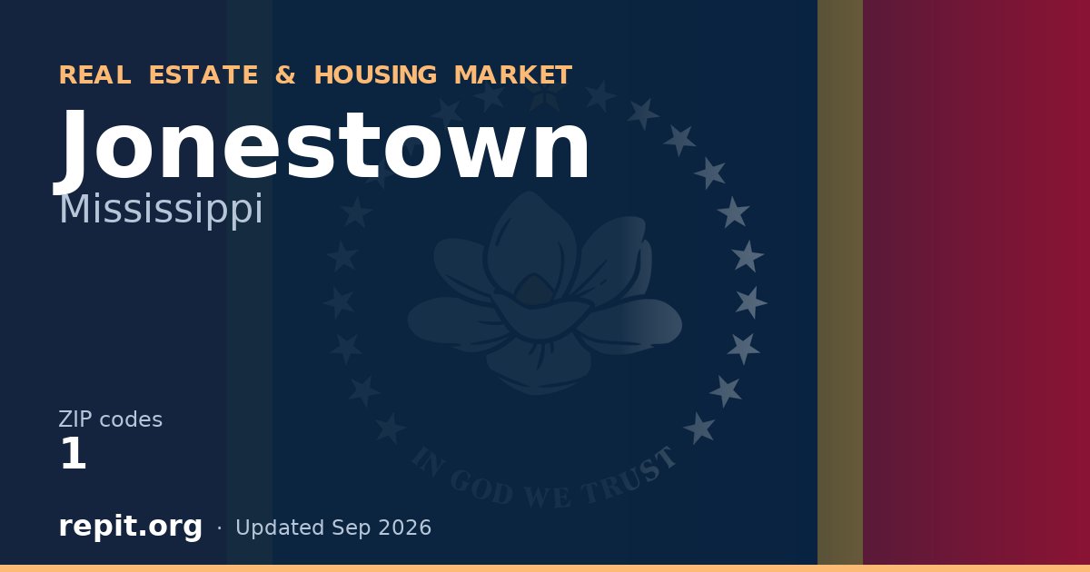 Jonestown, MS real estate and housing market — 1 ZIP code