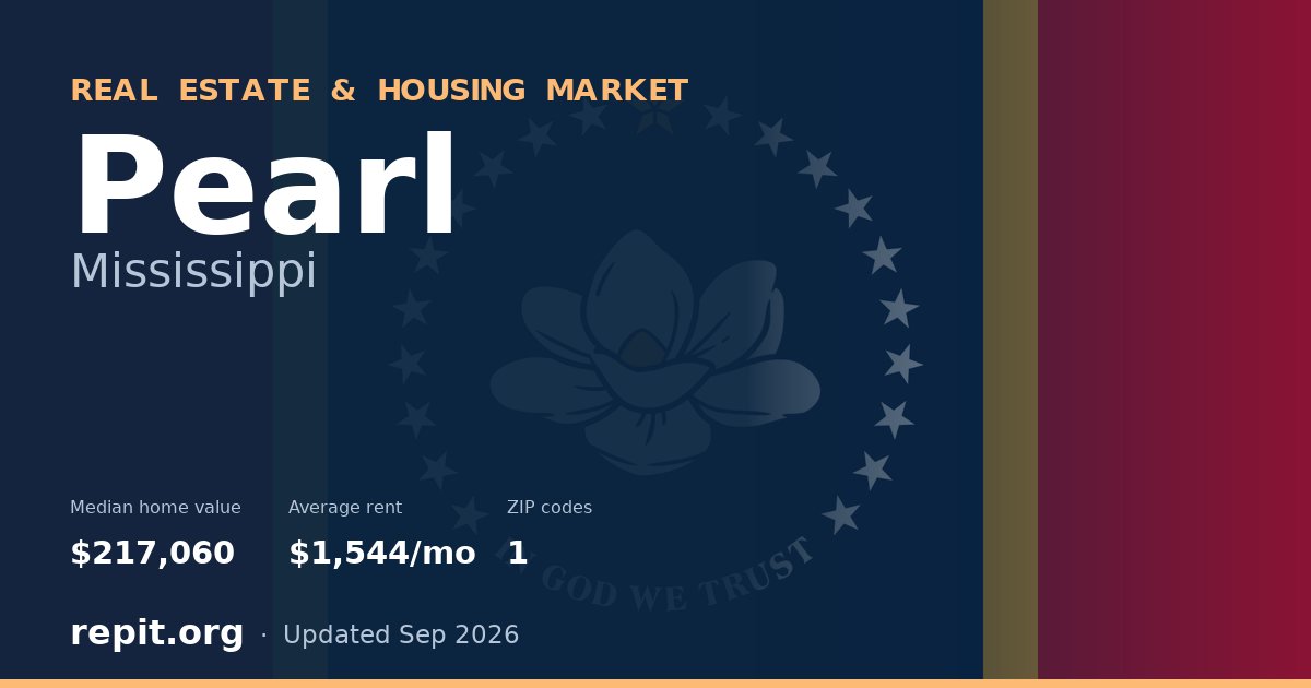 Pearl, MS real estate and housing market — median home value $217,060, average rent $1,544/mo, 1 ZIP code