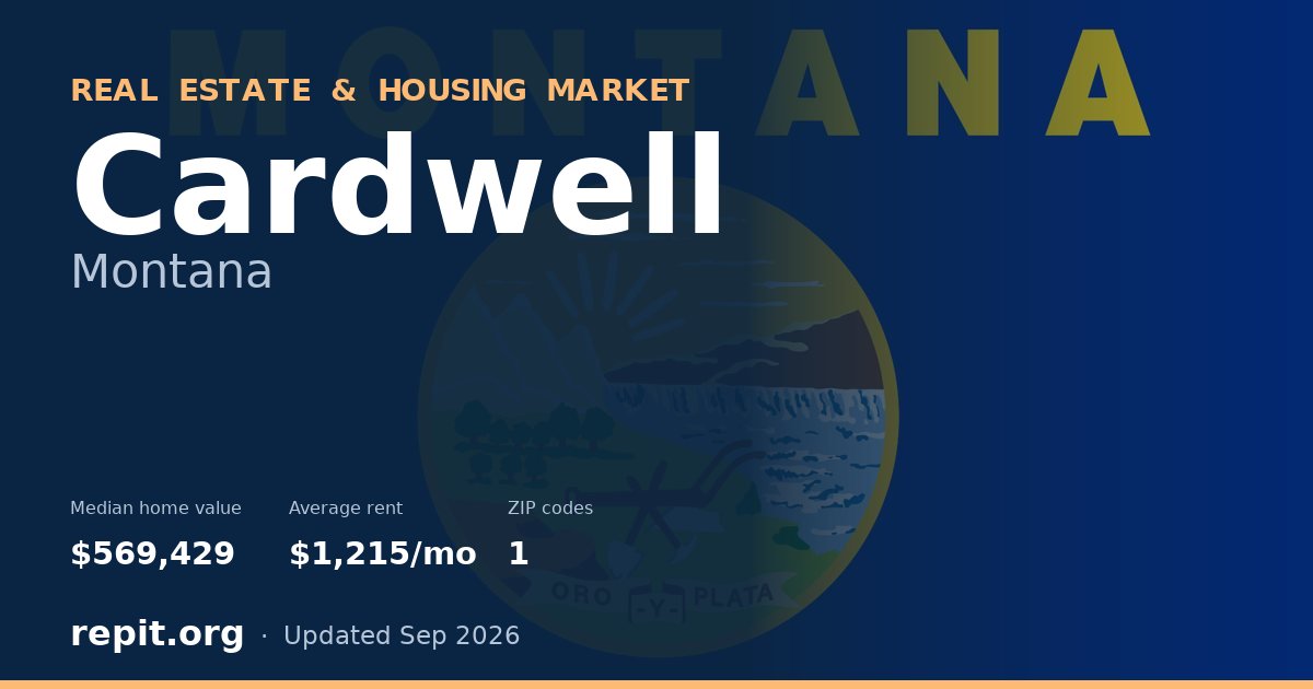 Cardwell, MT real estate and housing market — median home value $569,429, average rent $1,215/mo, 1 ZIP code