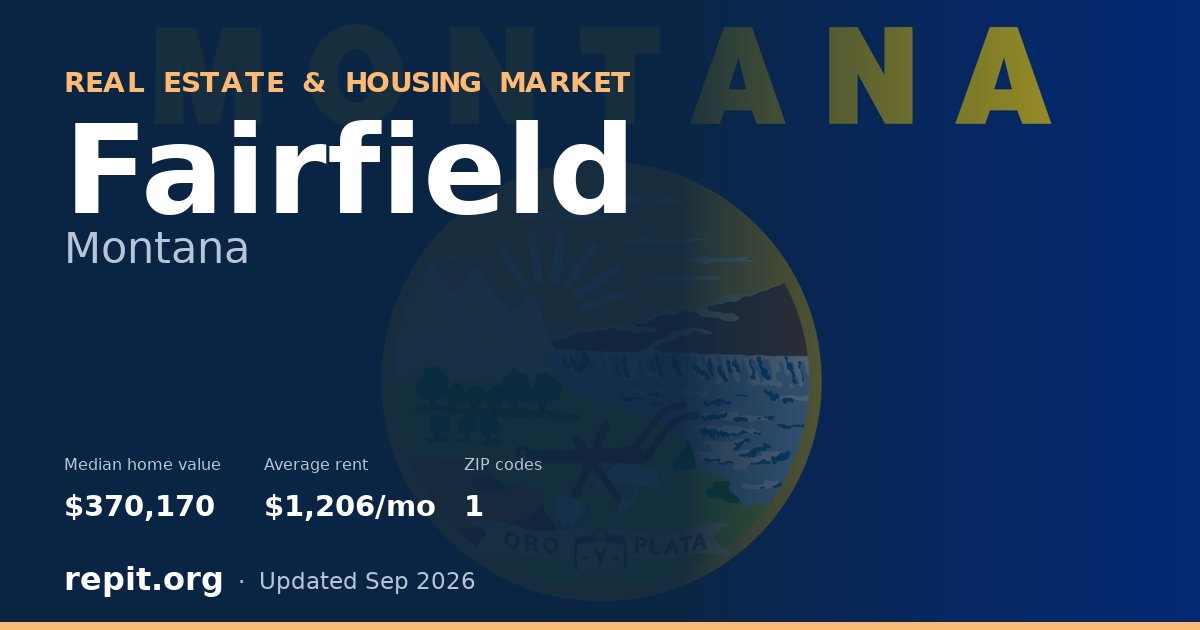 Fairfield, MT real estate and housing market — median home value $370,170, average rent $1,206/mo, 1 ZIP code
