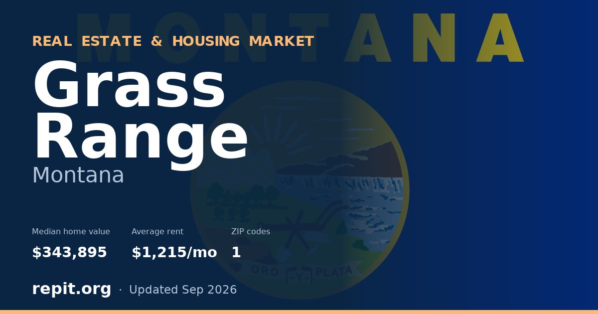 Grass Range, MT real estate and housing market — median home value $343,895, average rent $1,215/mo, 1 ZIP code