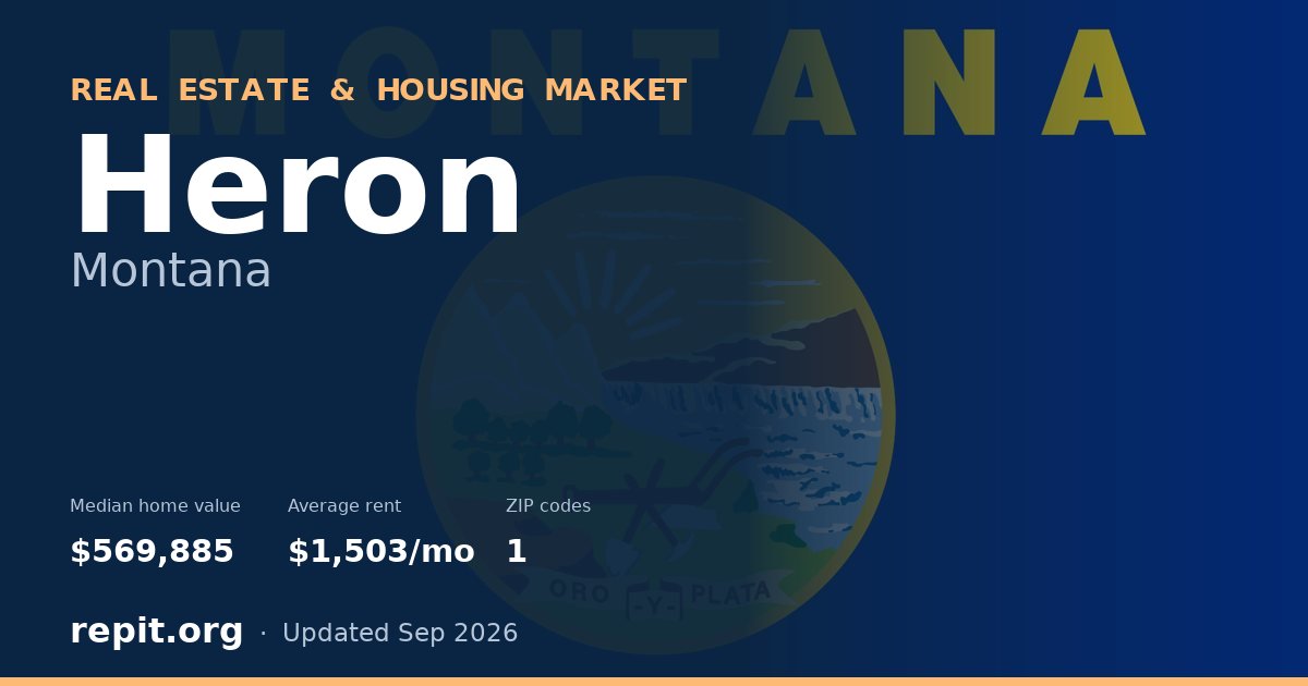 Heron, MT real estate and housing market — median home value $569,885, average rent $1,503/mo, 1 ZIP code