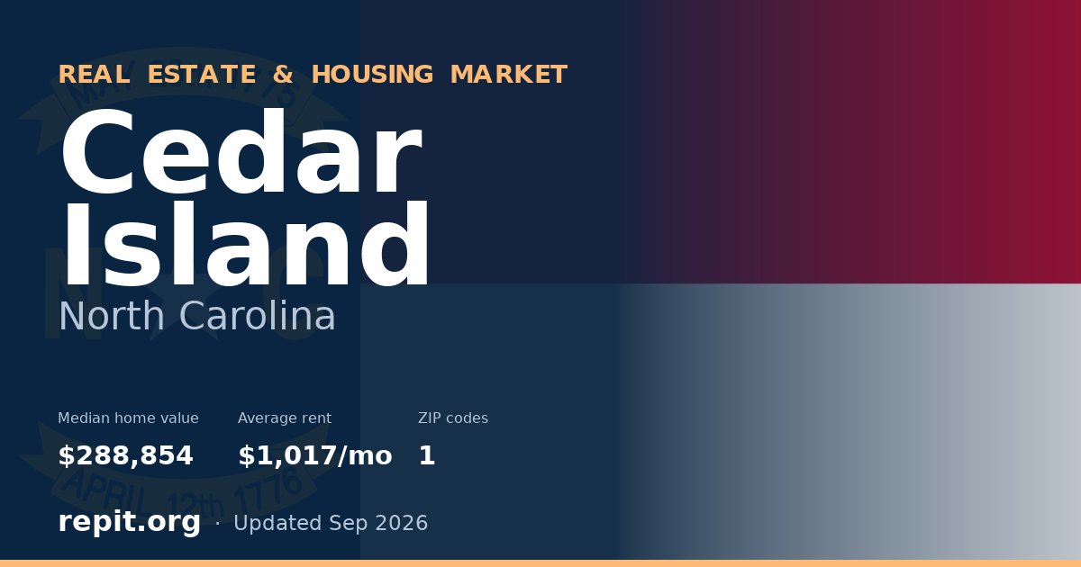Cedar Island, NC real estate and housing market — median home value $288,854, average rent $1,017/mo, 1 ZIP code
