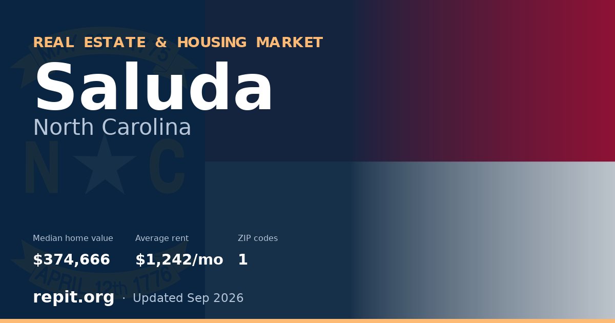 Saluda, NC real estate and housing market — median home value $374,666, average rent $1,242/mo, 1 ZIP code