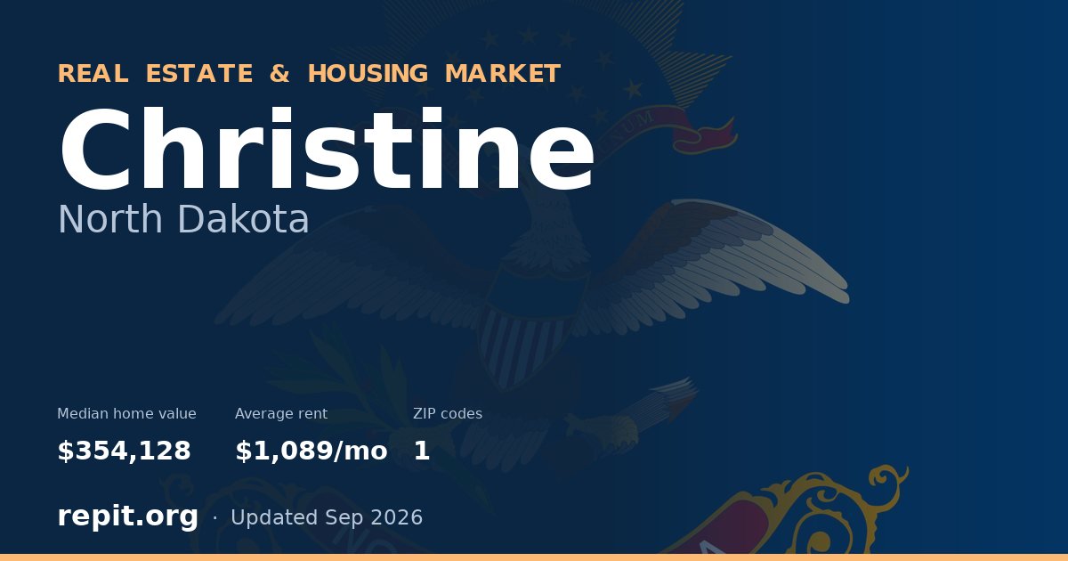 Christine, ND real estate and housing market — median home value $354,128, average rent $1,089/mo, 1 ZIP code