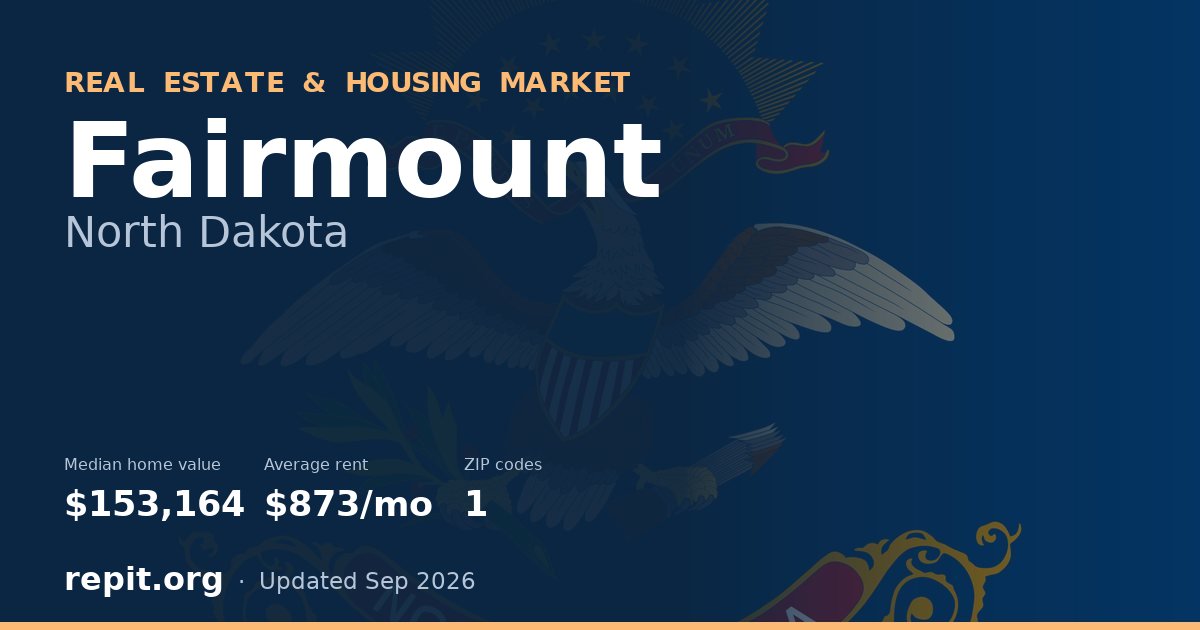 Fairmount, ND real estate and housing market — median home value $153,164, average rent $873/mo, 1 ZIP code