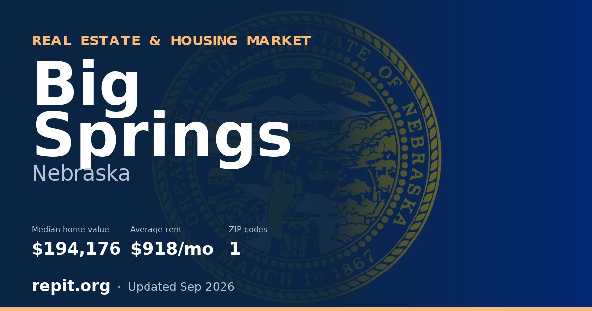 Big Springs, NE real estate and housing market — median home value $194,176, average rent $918/mo, 1 ZIP code