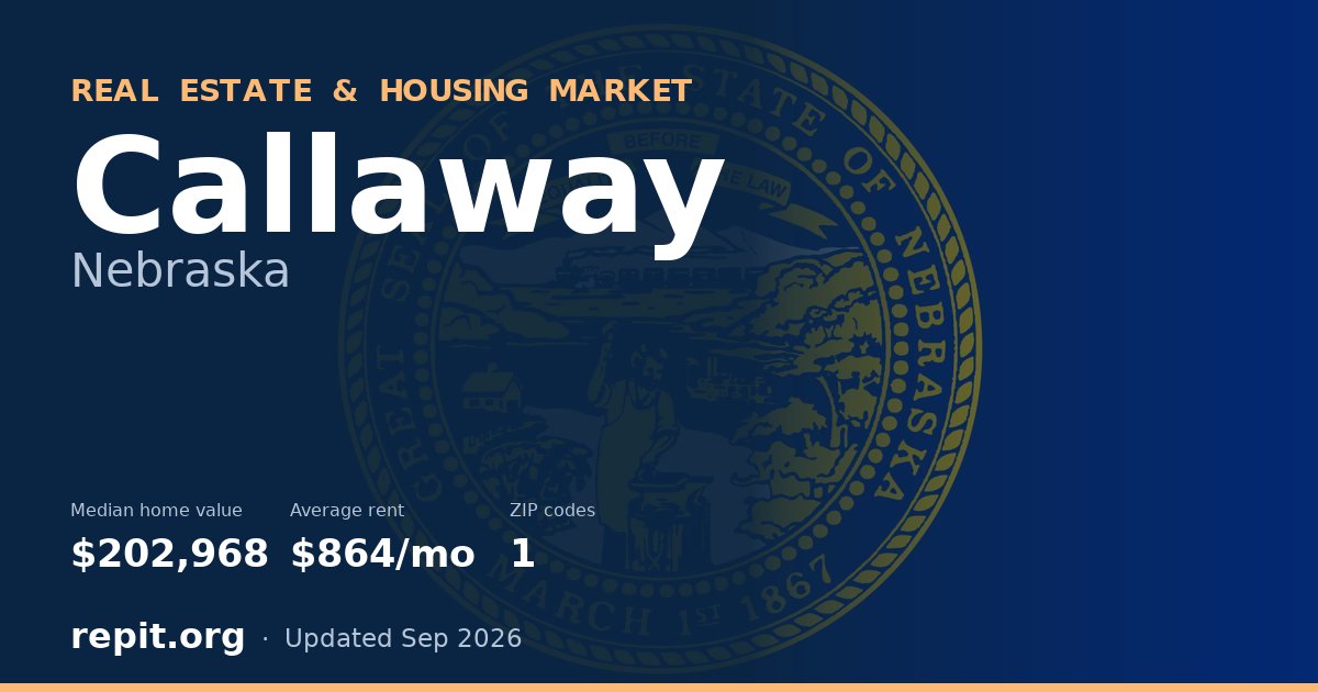 Callaway, NE real estate and housing market — median home value $202,968, average rent $864/mo, 1 ZIP code
