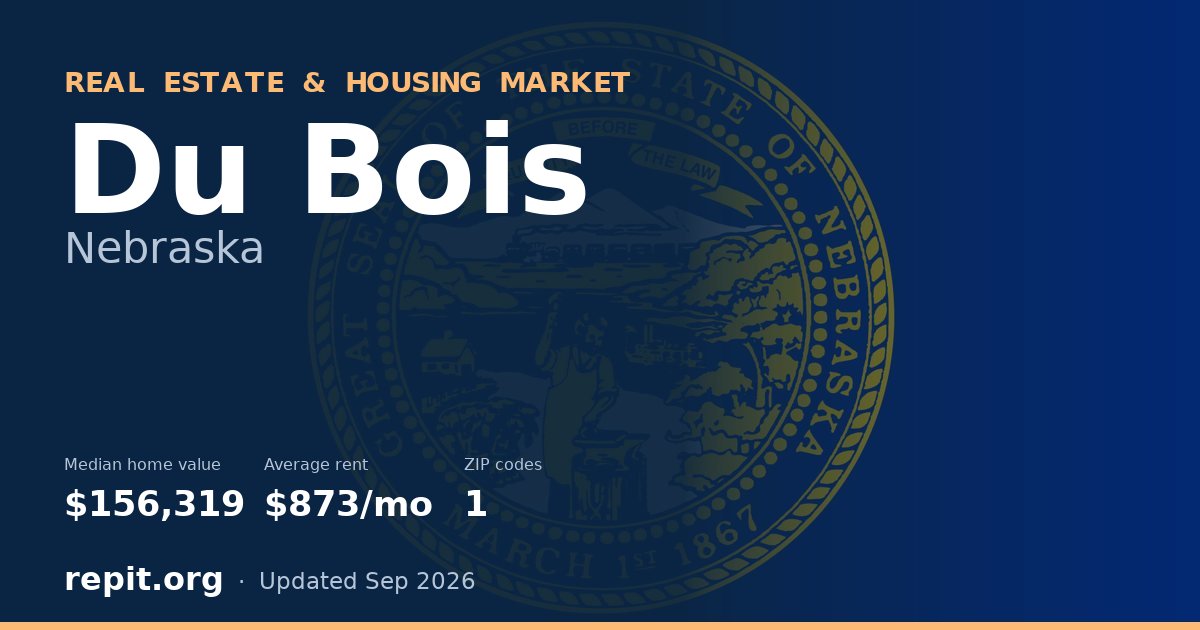 Du Bois, NE real estate and housing market — median home value $156,319, average rent $873/mo, 1 ZIP code