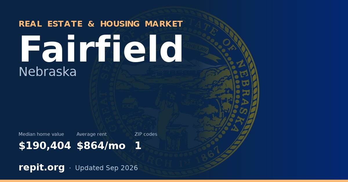 Fairfield, NE real estate and housing market — median home value $190,404, average rent $864/mo, 1 ZIP code