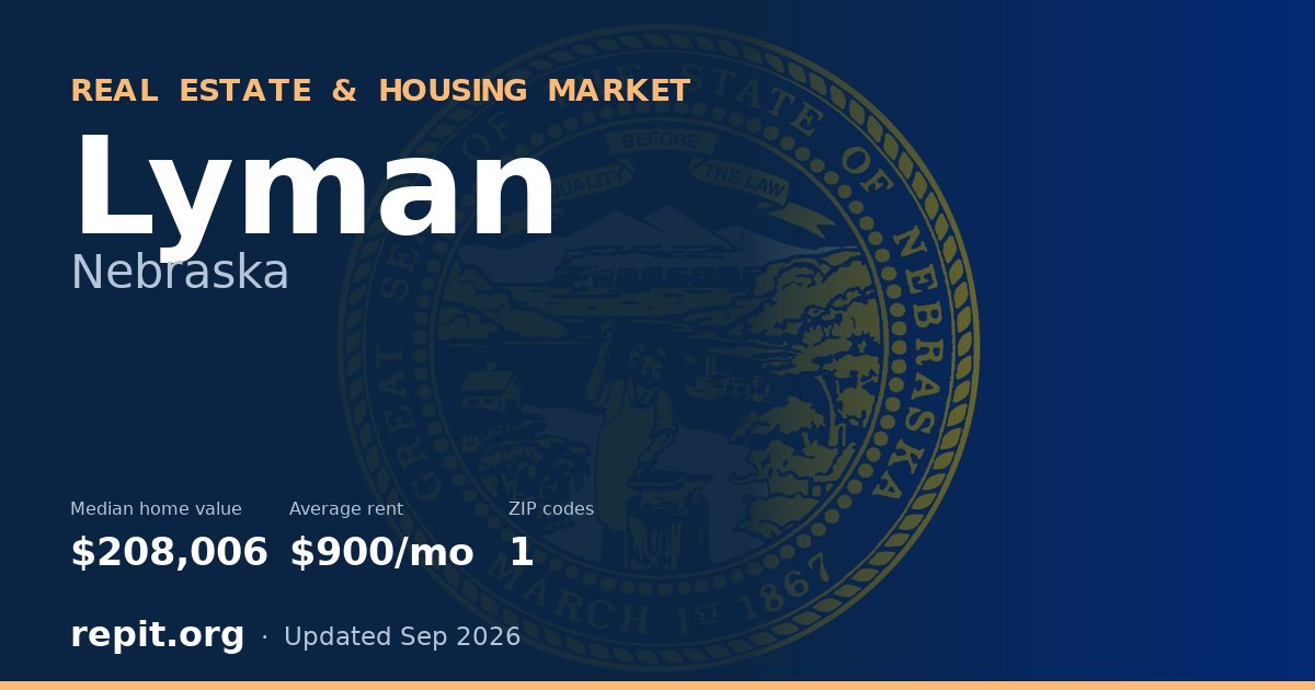 Lyman, NE real estate and housing market — median home value $208,006, average rent $900/mo, 1 ZIP code