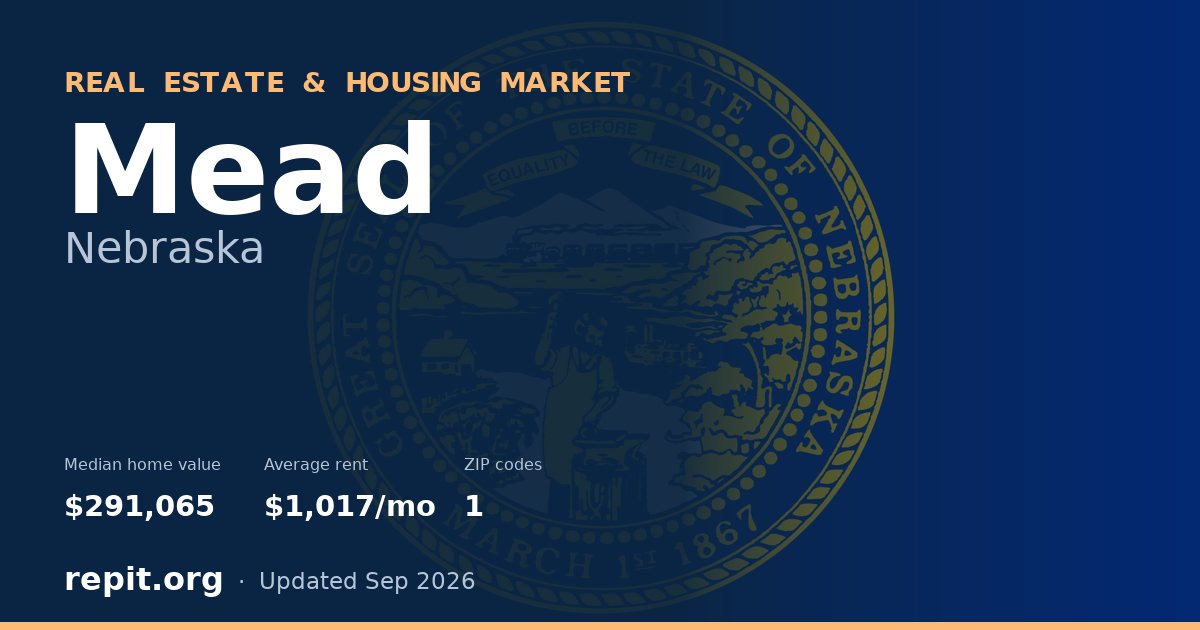 Mead, NE real estate and housing market — median home value $291,065, average rent $1,017/mo, 1 ZIP code