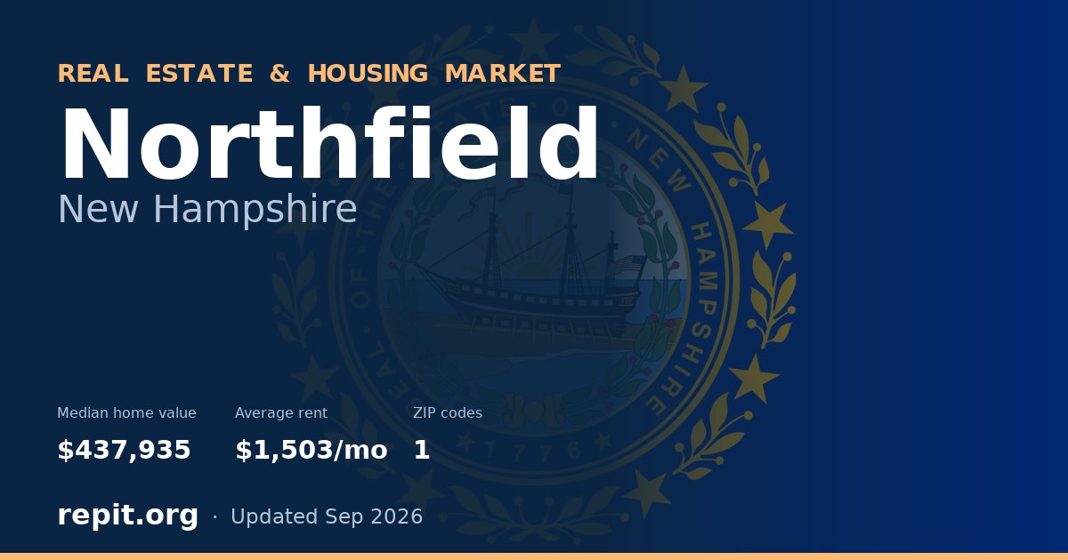 Northfield, NH real estate and housing market — median home value $437,935, average rent $1,503/mo, 1 ZIP code