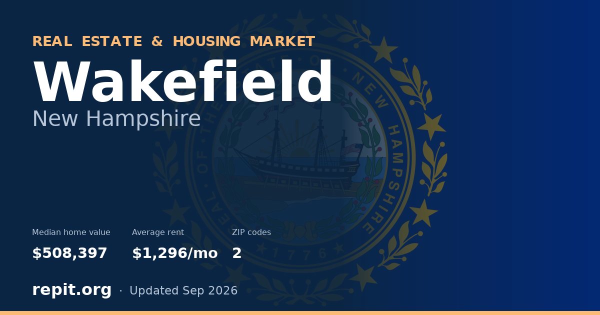 Wakefield, NH real estate and housing market — median home value $508,397, average rent $1,296/mo, 2 ZIP codes