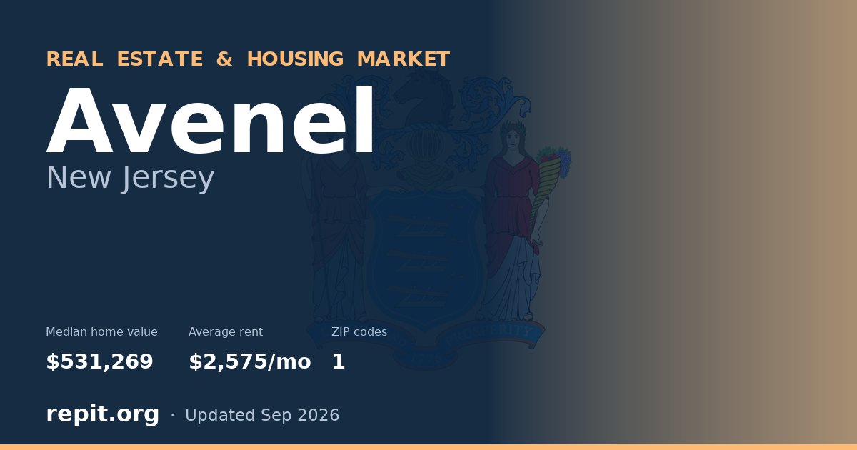 Avenel, NJ real estate and housing market — median home value $531,269, average rent $2,575/mo, 1 ZIP code