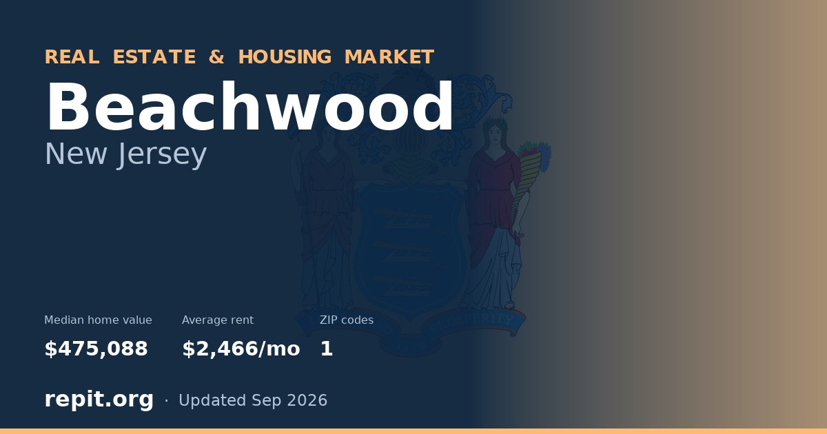 Beachwood, NJ real estate and housing market — median home value $475,088, average rent $2,466/mo, 1 ZIP code