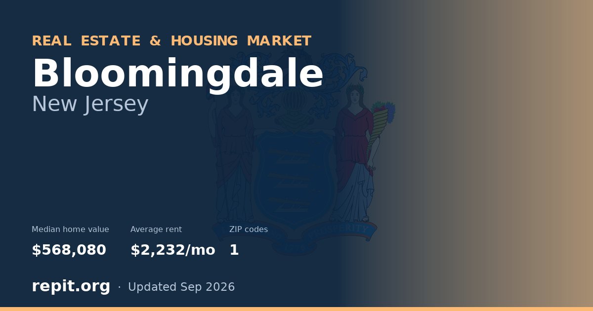 Bloomingdale, NJ real estate and housing market — median home value $568,080, average rent $2,232/mo, 1 ZIP code