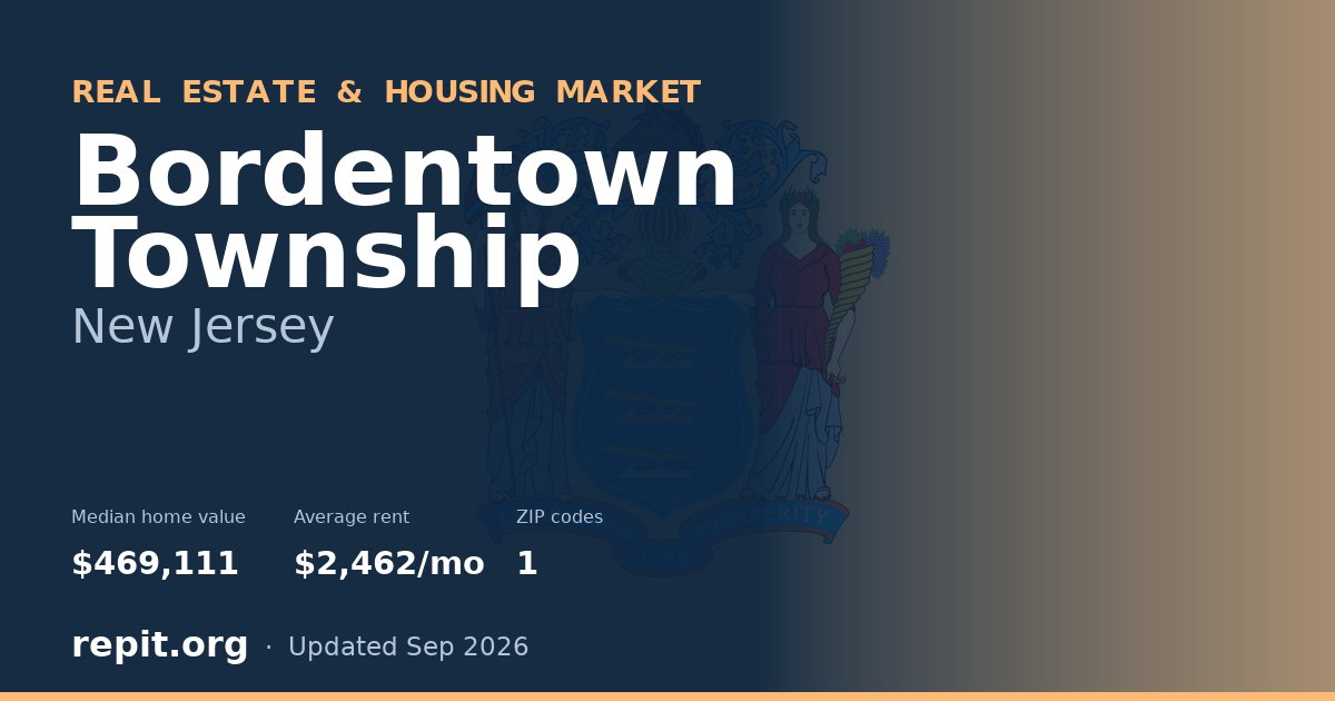 Bordentown Township, NJ real estate and housing market — median home value $469,111, average rent $2,462/mo, 1 ZIP code