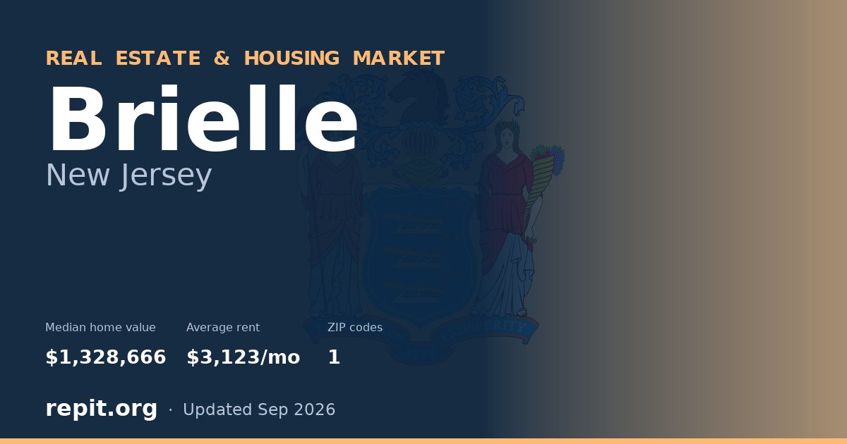 Brielle, NJ real estate and housing market — median home value $1,328,666, average rent $3,123/mo, 1 ZIP code