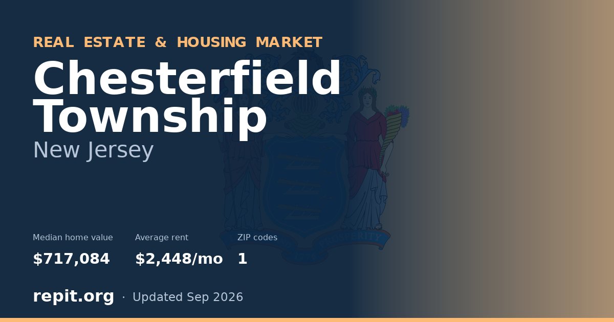 Chesterfield Township, NJ real estate and housing market — median home value $717,084, average rent $2,448/mo, 1 ZIP code