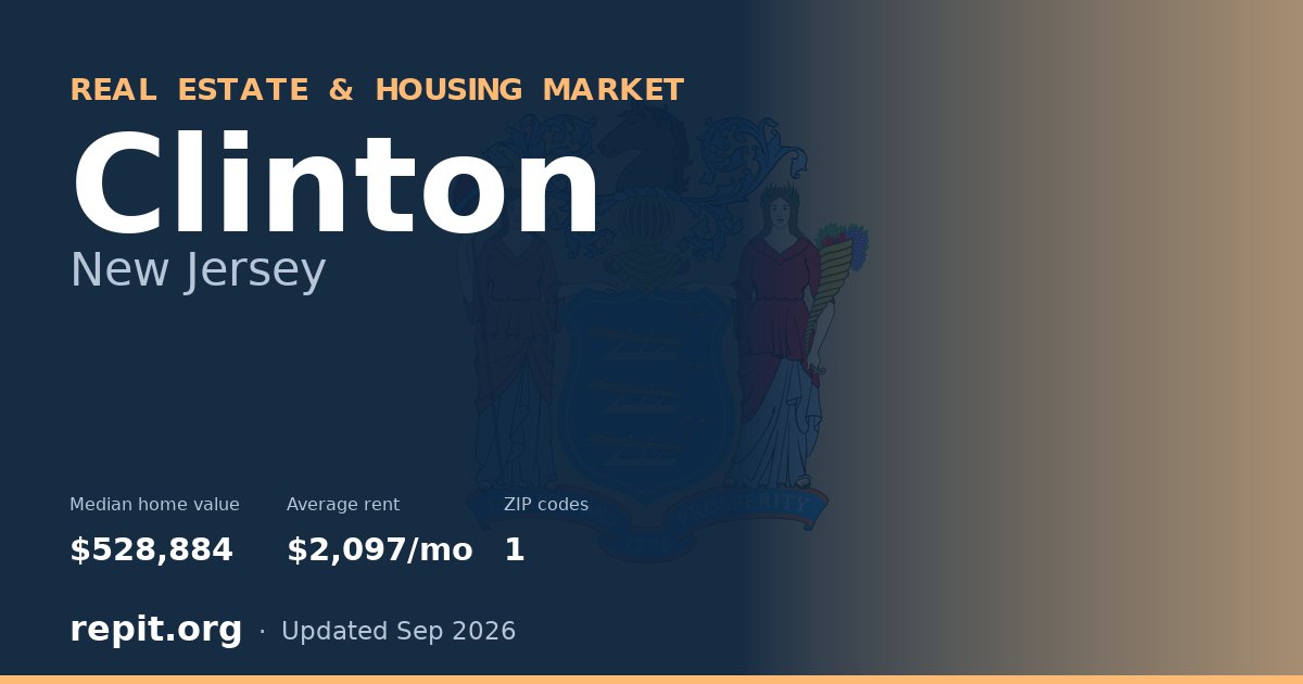 Clinton, NJ real estate and housing market — median home value $528,884, average rent $2,097/mo, 1 ZIP code