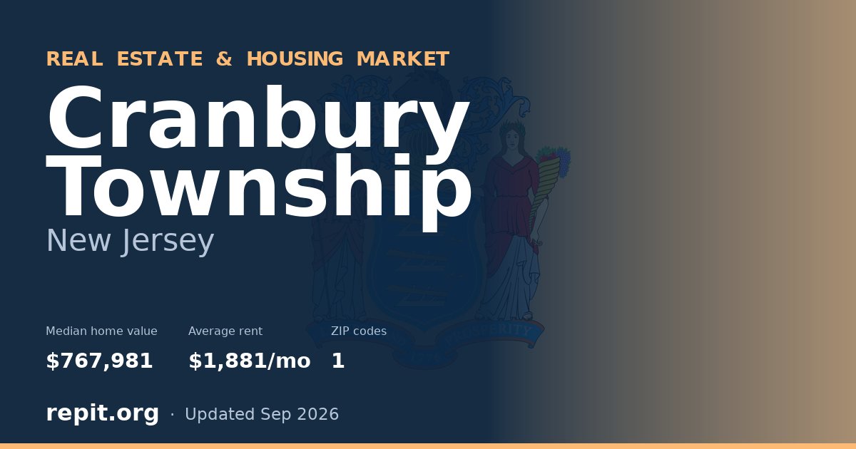 Cranbury Township, NJ real estate and housing market — median home value $767,981, average rent $1,881/mo, 1 ZIP code