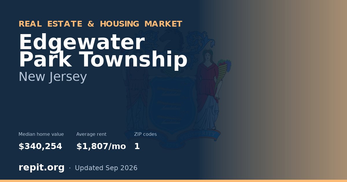 Edgewater Park Township, NJ real estate and housing market — median home value $340,254, average rent $1,807/mo, 1 ZIP code