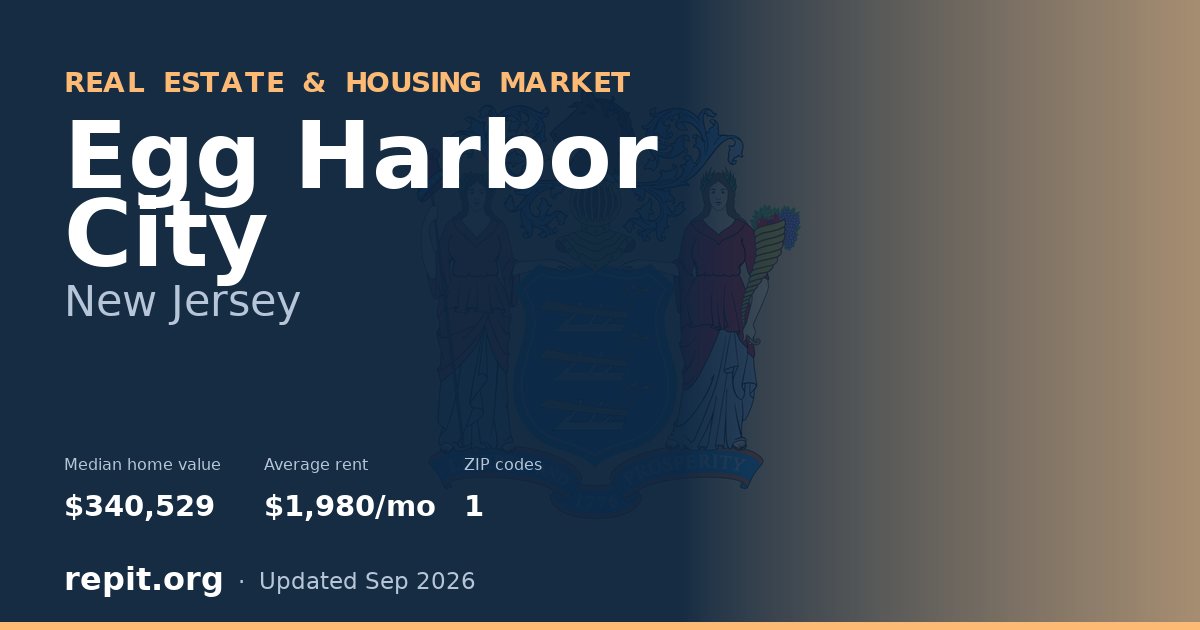 Egg Harbor City, NJ real estate and housing market — median home value $340,529, average rent $1,980/mo, 1 ZIP code