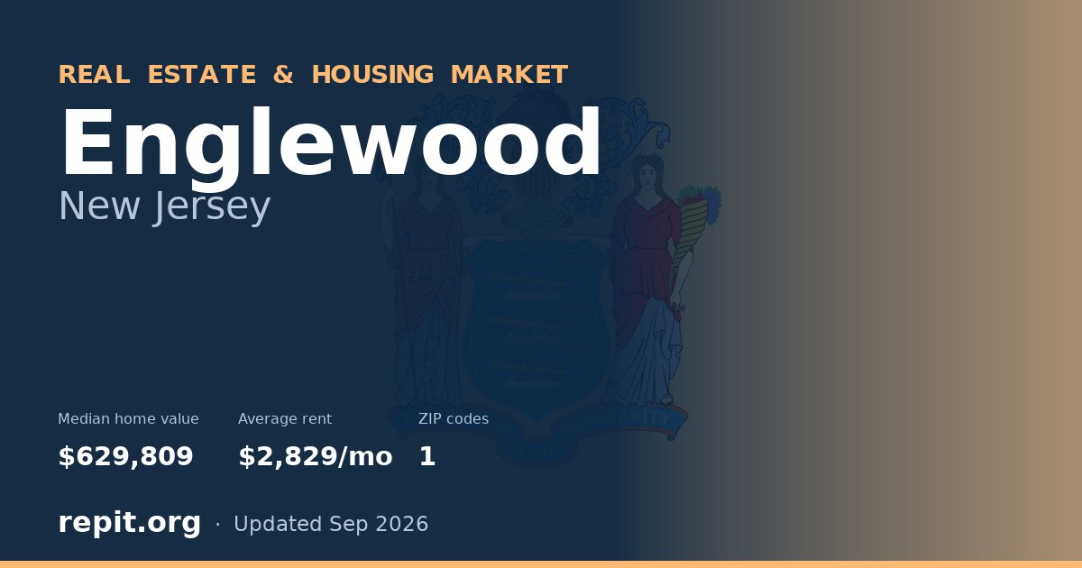 Englewood, NJ real estate and housing market — median home value $629,809, average rent $2,829/mo, 1 ZIP code