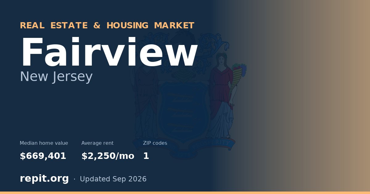 Fairview, NJ real estate and housing market — median home value $669,401, average rent $2,250/mo, 1 ZIP code
