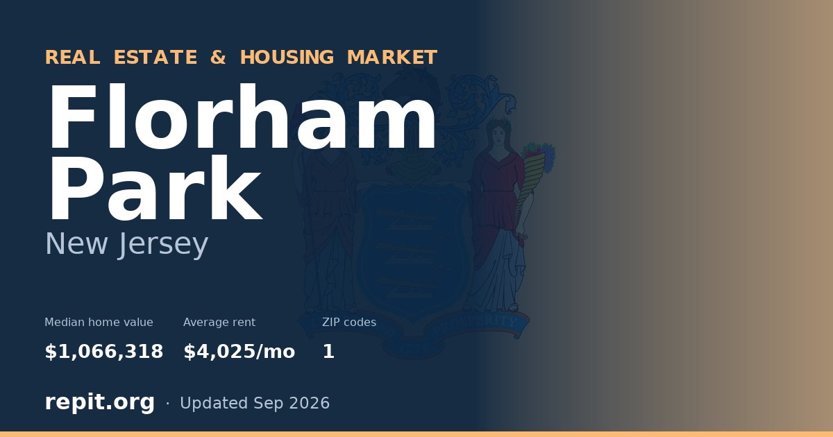 Florham Park, NJ real estate and housing market — median home value $1,066,318, average rent $4,025/mo, 1 ZIP code