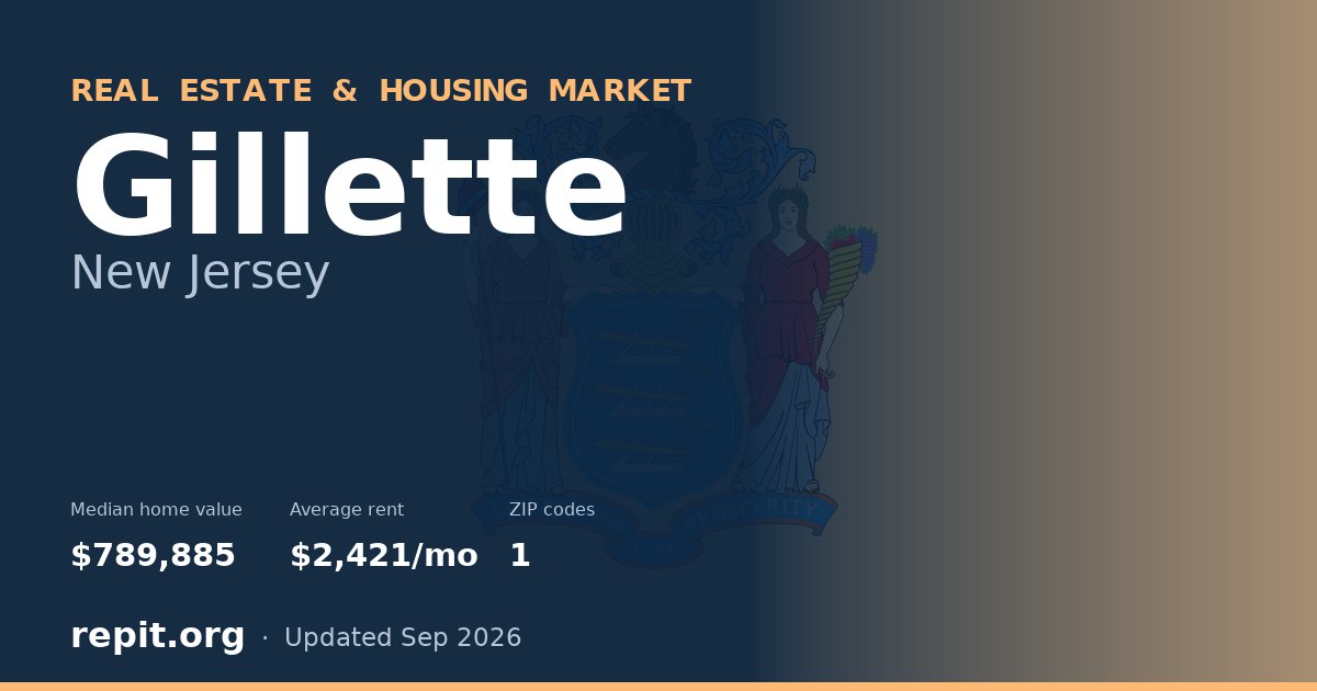 Gillette, NJ real estate and housing market — median home value $789,885, average rent $2,421/mo, 1 ZIP code