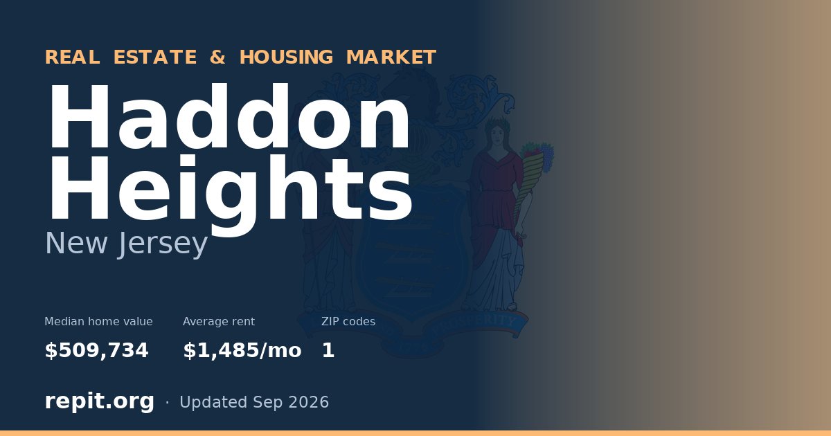 Haddon Heights, NJ real estate and housing market — median home value $509,734, average rent $1,485/mo, 1 ZIP code