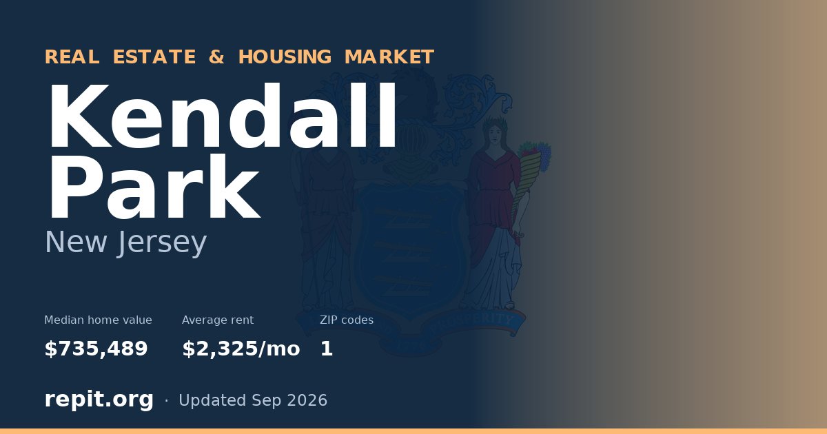 Kendall Park, NJ real estate and housing market — median home value $735,489, average rent $2,325/mo, 1 ZIP code