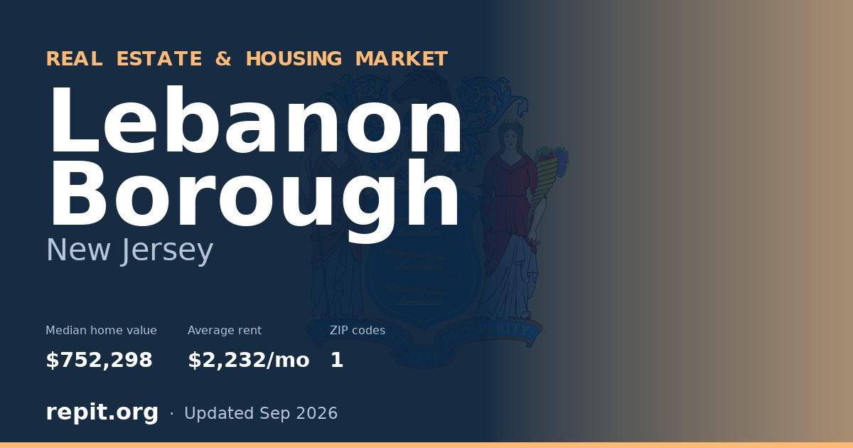 Lebanon Borough, NJ real estate and housing market — median home value $752,298, average rent $2,232/mo, 1 ZIP code
