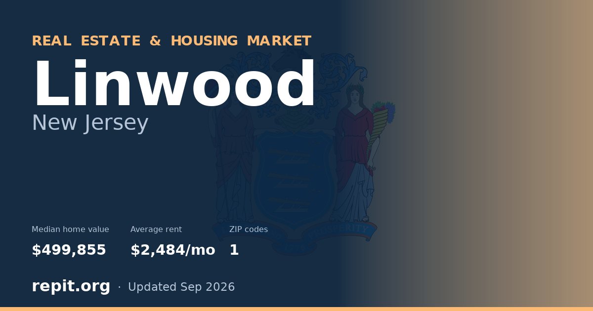 Linwood, NJ real estate and housing market — median home value $499,855, average rent $2,484/mo, 1 ZIP code
